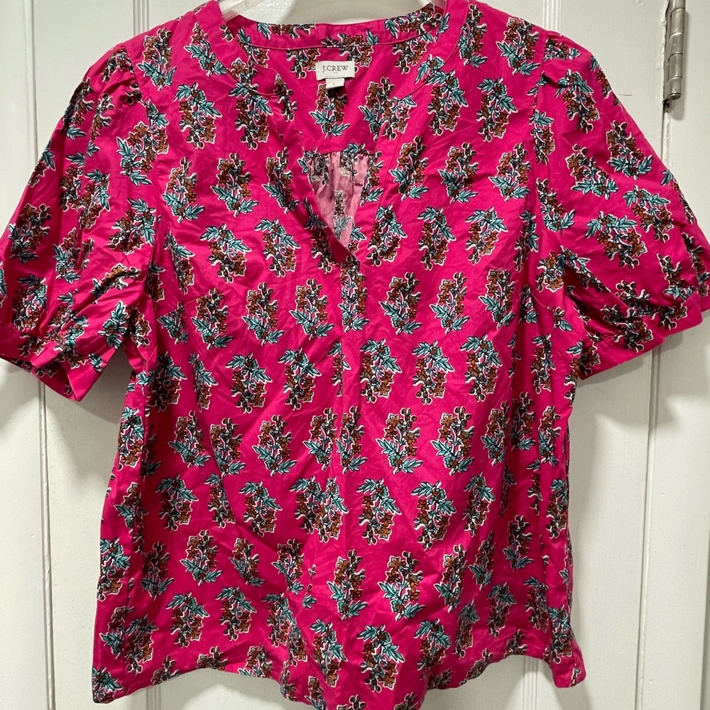 J. Crew Pink Floral Blouse